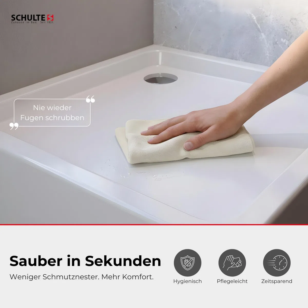 Schulte Duschwanne Adria 90x90 cm, Sanitäracryl, Fußgestell