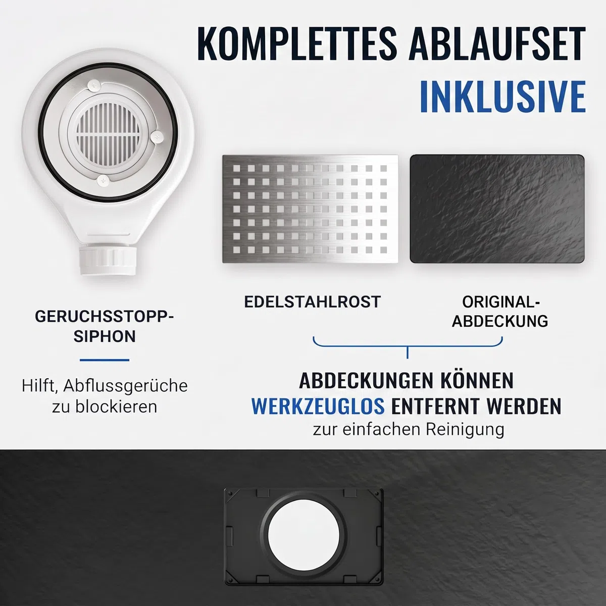 Duschwanne mit Ablaufgarnitur 140 x 90cm
