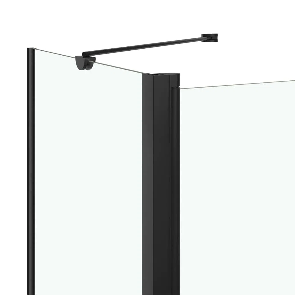 Refined Duschwand Faltwand Duschabtrennung Badewannenfaltwand Sicherheitsglas Doppelt Faltbar Badewannenaufsatz 2-fach Faltbar ESG 120x68x130 cm Schwarz