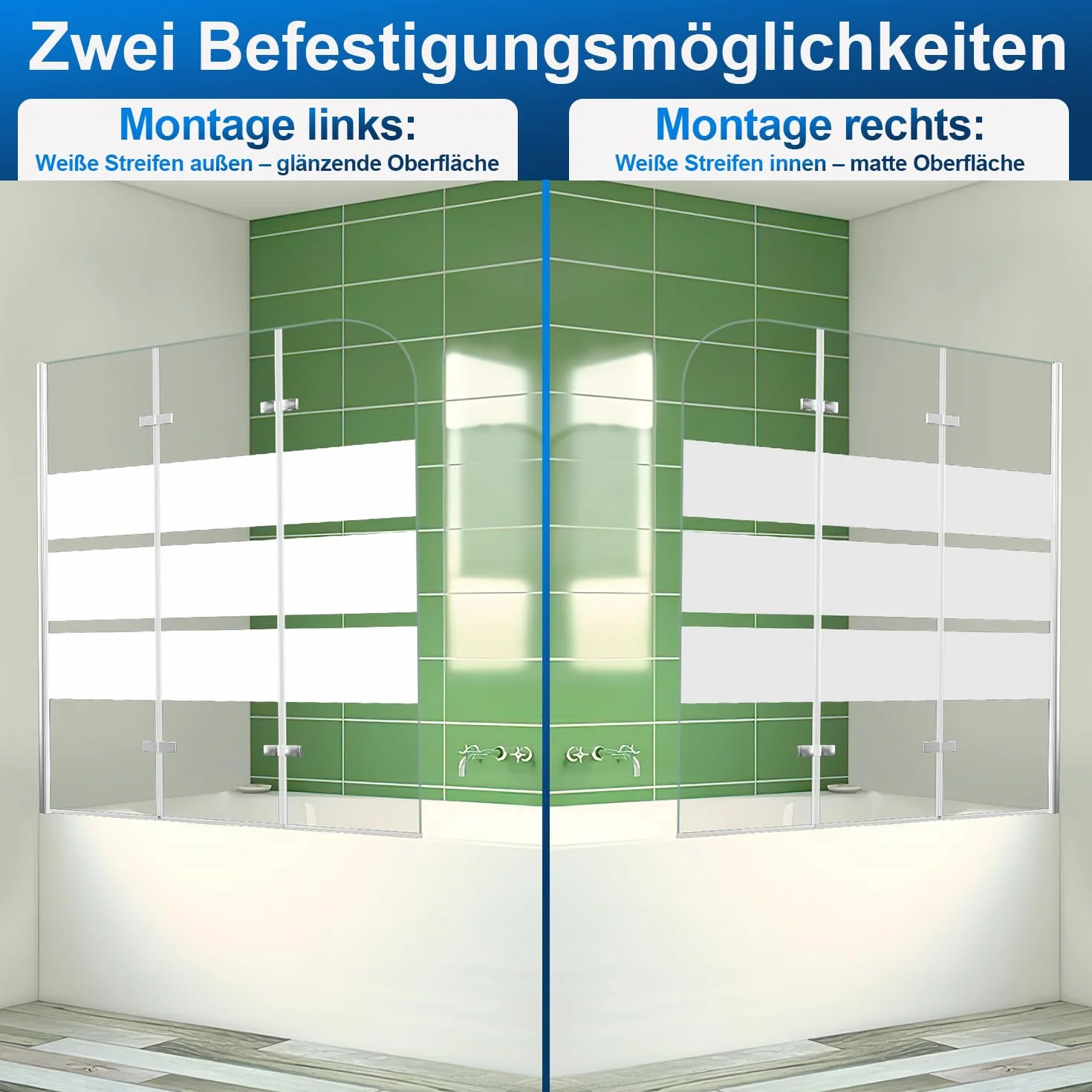 Daromigo Duschwand für Badewanne, 120x140cm Faltbar Duschwand Badewanne 3-Teilig,mit 6mm ESG Sicherheitsglas,Badewannen Duschwand Weiße Streifen,Glas Badewannenwand