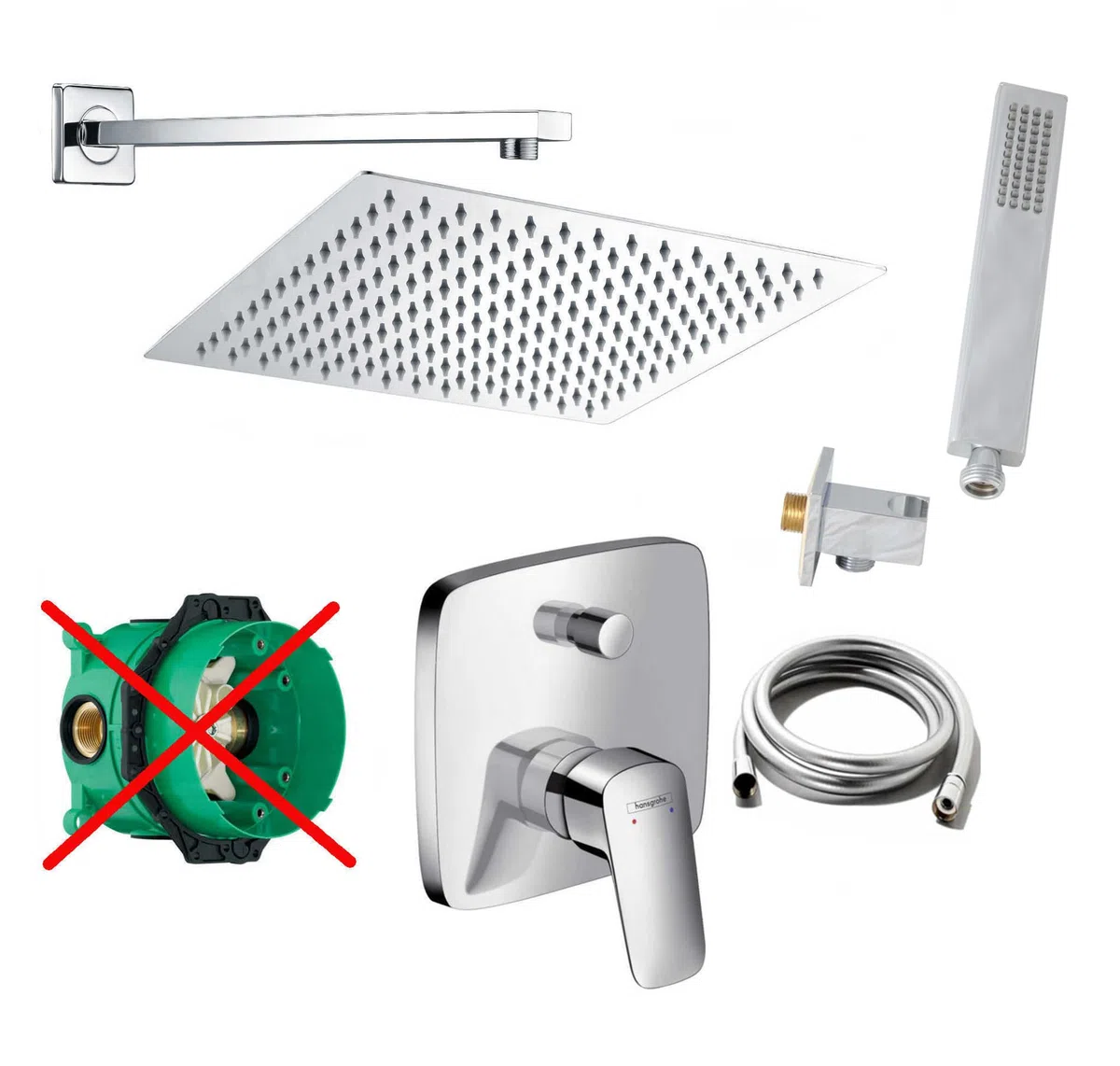 vanvilla Duschsystem Unterputz mit Duscharmatur Hansgrohe poliert HG01-ob