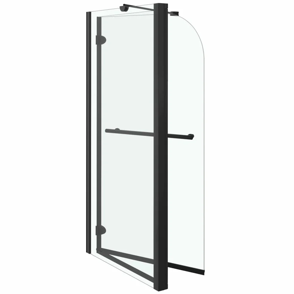 Refined Duschwand Faltwand Duschabtrennung Badewannenfaltwand Sicherheitsglas Doppelt Faltbar Badewannenaufsatz 2-fach Faltbar ESG 120x68x130 cm Schwarz