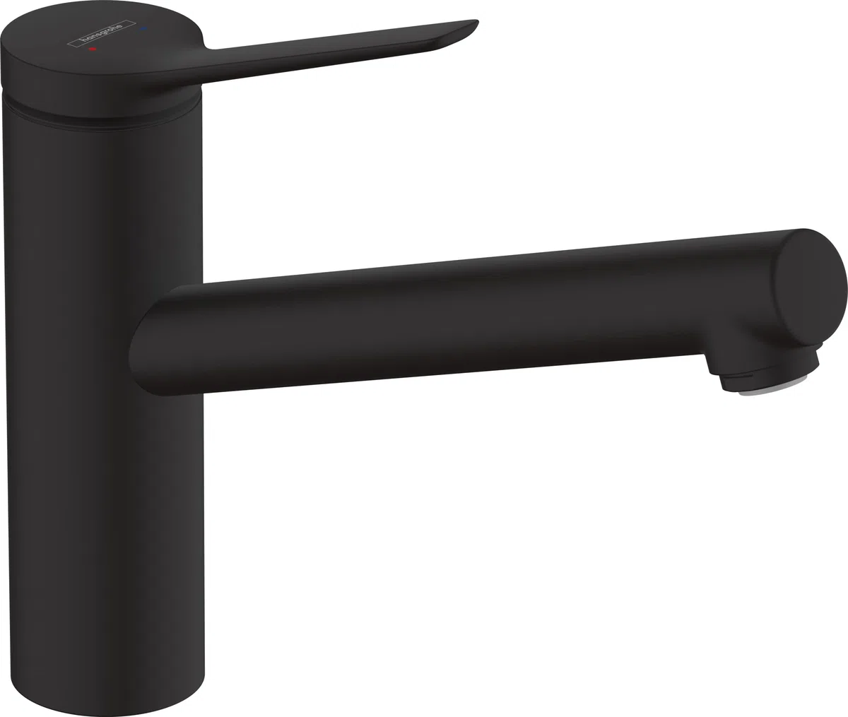 hansgrohe Niederdruck Küchenarmatur Zesis M33, Wasserhahn Küche mit Auslauf Höhe 150mm, für offene Warmwasserbereiter, schwenkbar, 1 Strahlart, Mattschwarz