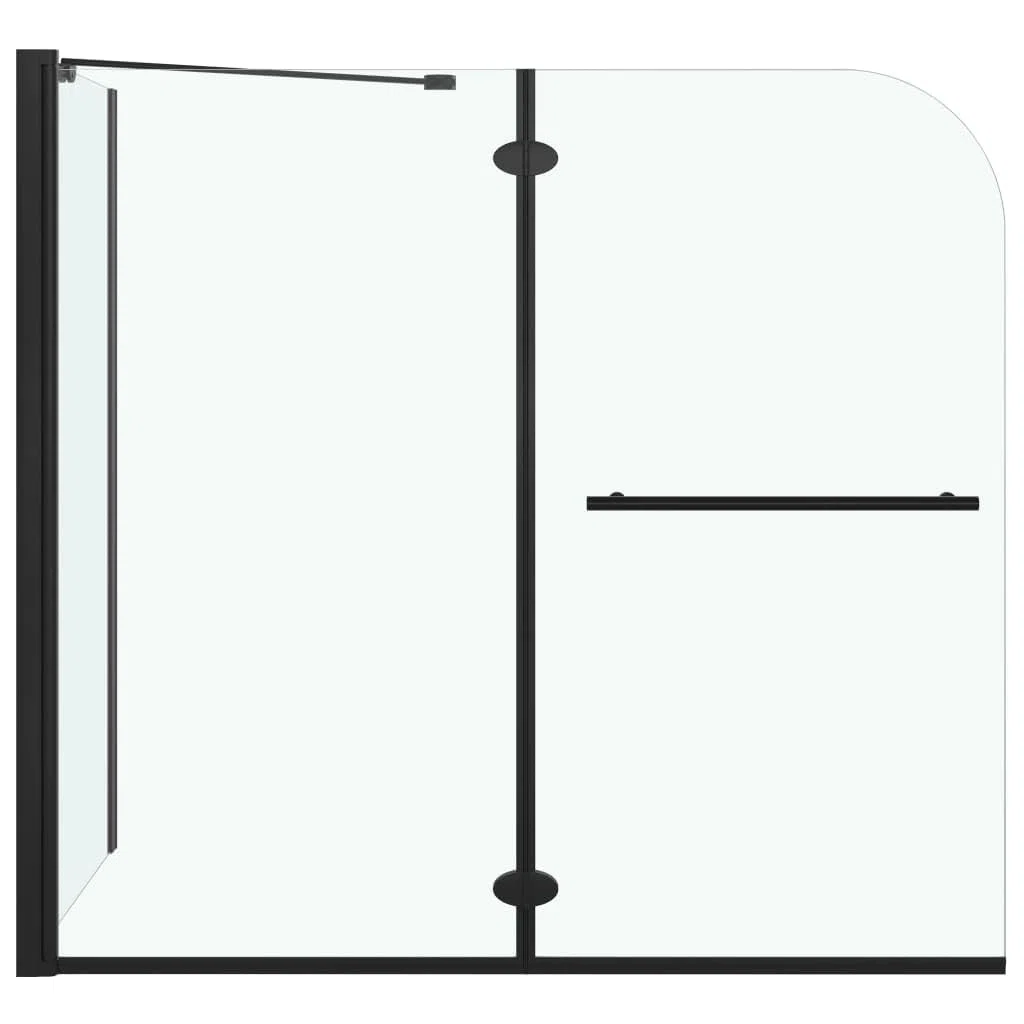 Refined Duschwand Faltwand Duschabtrennung Badewannenfaltwand Sicherheitsglas Doppelt Faltbar Badewannenaufsatz 2-fach Faltbar ESG 120x68x130 cm Schwarz